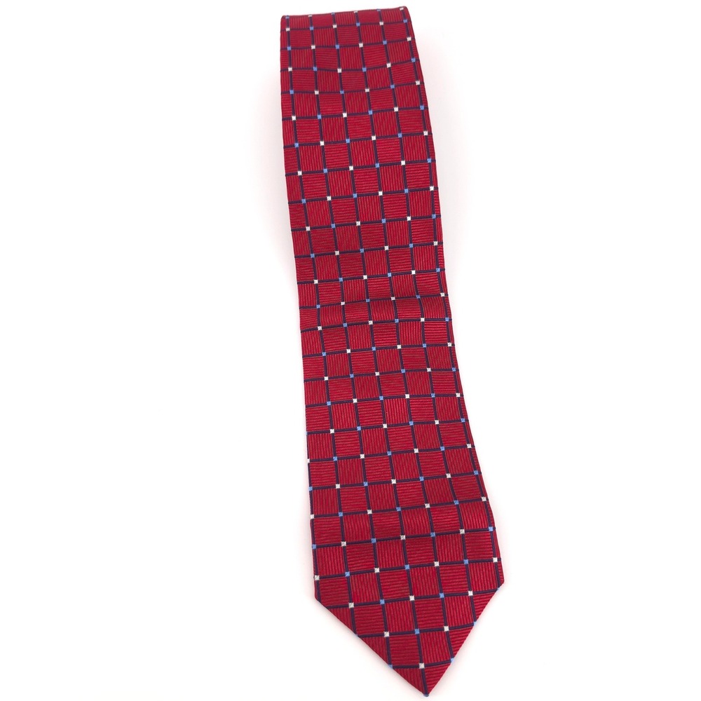 Jos. A. Bank Mens Tie Silk Red Geometric Square Executive Collection Necktie - Picture 4 of 6